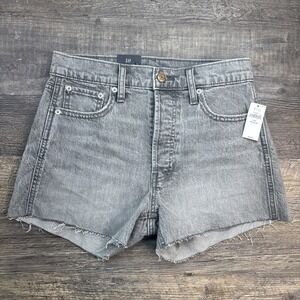 NEW Gap Shorts Women's 26/2 Black Gray Cheeky High Rise Button Fly Cutoff Denim‎